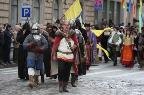 Participants of festive parade