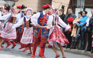Participants of festive parade