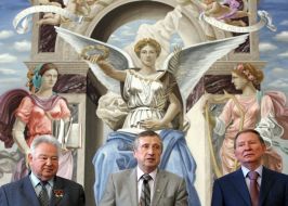 Georgiy Grechko, Mikhail Zgurovskiy and Leonid Kuchma