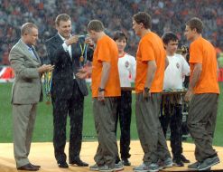 The ceremony of rewarding of players of FС "Shakhter"