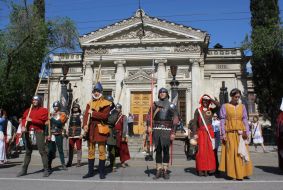 Marsh-parade of military historical clubs participants 