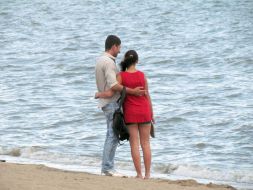 Holiday-makers on Azovskoe seashore
