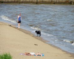 Holiday-makers on Azovskoe seashore