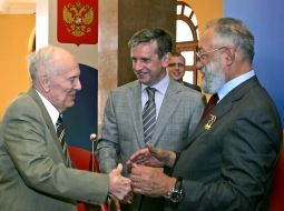 Boris Paton, Mihail Zurabov and Artur Chilingarov
