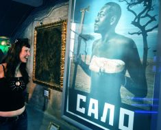 Placard with inscription "fat"