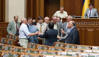 Clash in Ukrainian Parliament