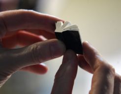 Layout of miniature manuscript of the Constitution of Ukraine