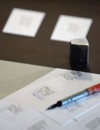 Layout of miniature manuscript of the Constitution of Ukraine