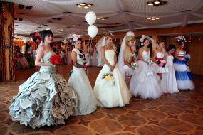 Participants of the parade of brides