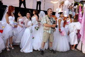 Participants of the parade of brides