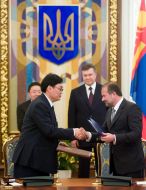 Viktor Yanukovich, Viktor Baloga and Tsakhiagiin Elbegdorj