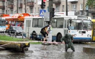Flooded street after a shower