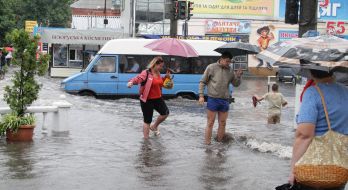 Flooded street after a shower