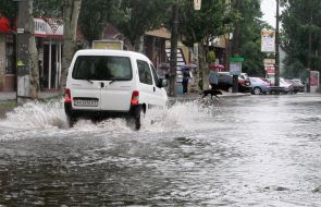Flooded street after torrential rain