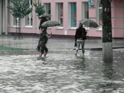 Flooded street after a shower