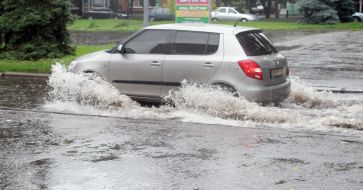 Flooded street after torrential rain
