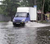 Flooded street after a shower