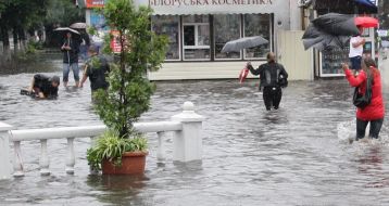 Flooded street after a shower