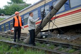 Crash of electric train