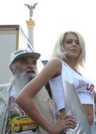 Elderly man and girl