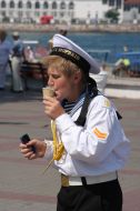 Сadet eats an ice-cream