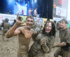 Youth, smeared with mud