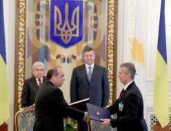 Valeriy Horoshkovskiy, Viktor Yanukovich and Demetris Christofias