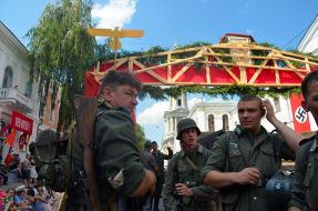 Actors in the uniform of German soldiers