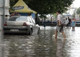 Flooded area of motorway