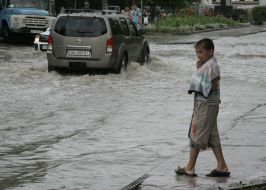 Flooded area of motorway
