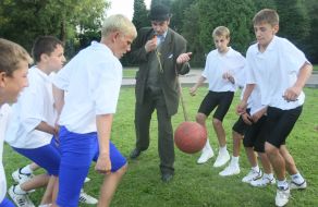 Reconstruction of the first football match between Ukraine and Poland