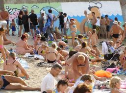 Graffiti wall on the beach
