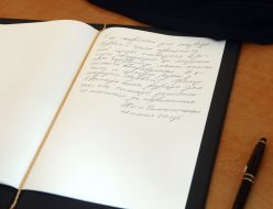 A note in a condolence book