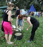 A supper in a tent camp