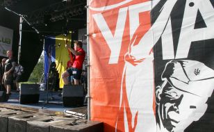 Participants of the Festival of the Ukrainian spirit "Bandershtat"