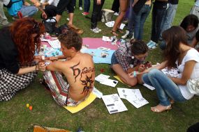 Participants of the Festival of Ukrainian spirit "Bandershtat"