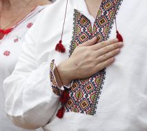 Participant of vyshyvankas (embroidered shirts) parade