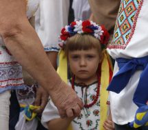 Girl in embroidered blouse