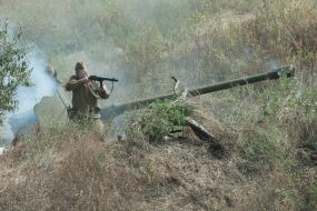 Participant of reconstruction of episode of Zaporozhia defensive