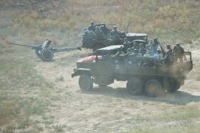 Participants of reconstruction of episode of Zaporozhia defensive