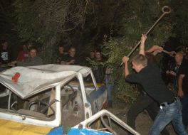 Bikers smashes a car