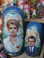 The Russian Dolls with representing Viktor Yanukovich  and Yuliya Timoshenko
