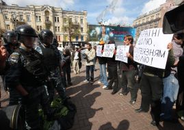 Participants of action and employees of militia