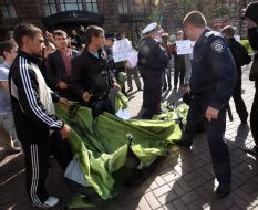 Participants of action and employees of militia