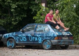 Car cover with drawings