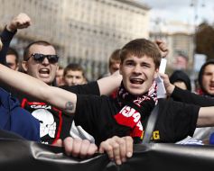 March of soccers fans