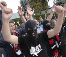 March of soccers fans