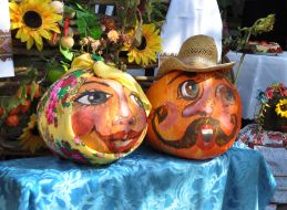 Covered with drawing pumpkins