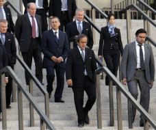 Boris Kolesnikov, Michel Platini, Markiyan Lubkivskiy and Grigoriy Surkis