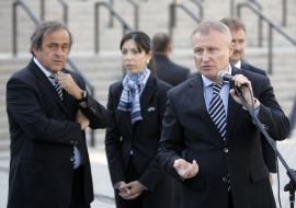 Michel Platini and Grigoriy Surkis